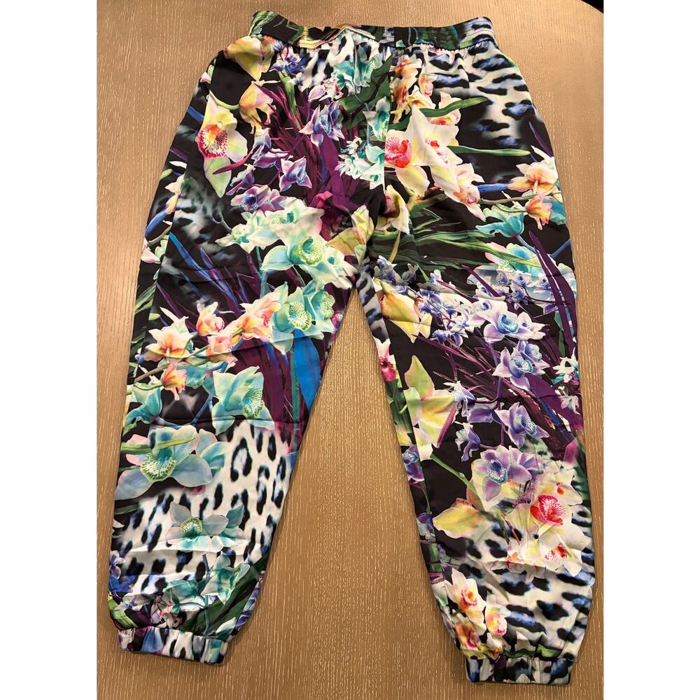 BOSTON PROPER Animal Print Silky Jungle Floral Elastic Waist Jogger Pants Large